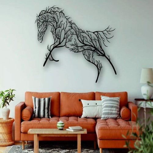 Tree Horse Metal Wall Decor, Metal Wall Decoration, Car Silhouette, Metal Wall Art