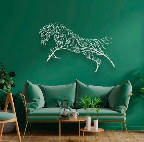 Tree Horse Metal Wall Decor, Metal Wall Decoration, Car Silhouette, Metal Wall Art