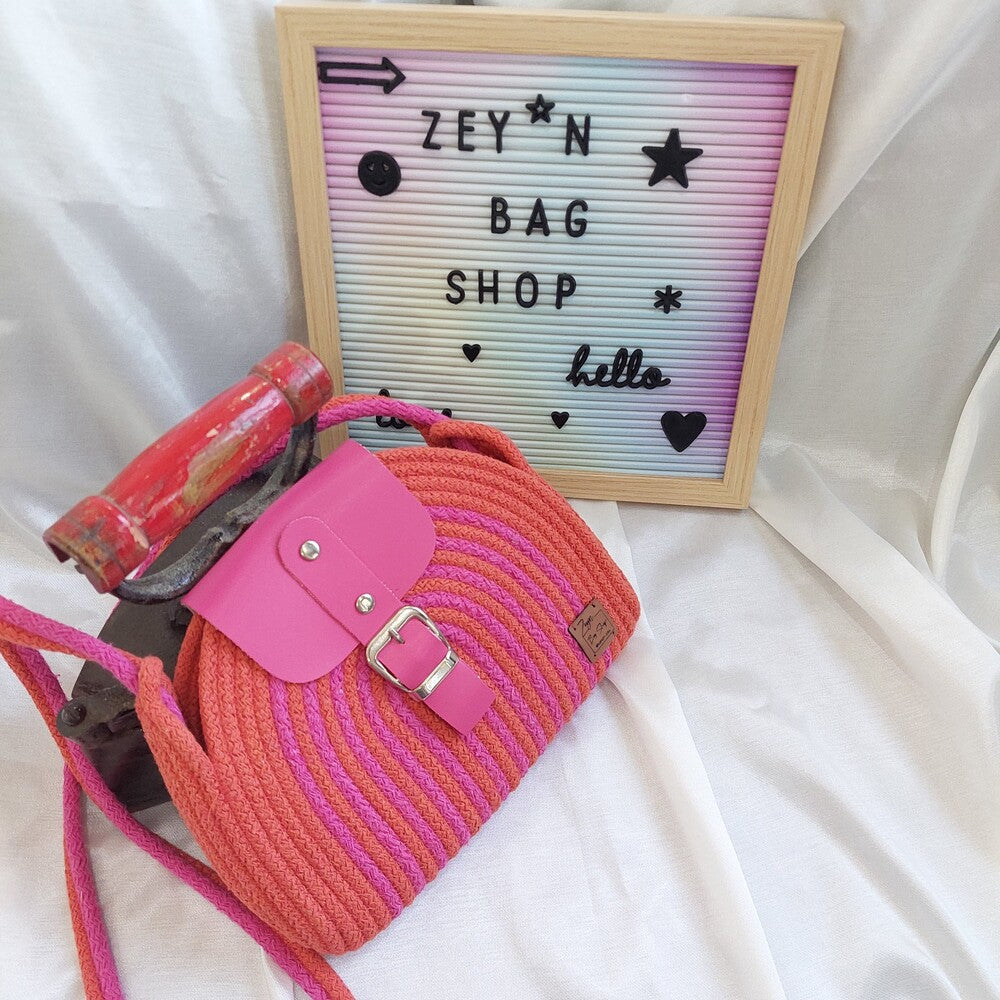 Orange Cotton Bag, Hand Women Bag,Vintage