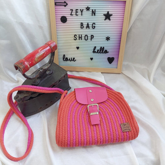 Orange Cotton Bag, Hand Women Bag,Vintage