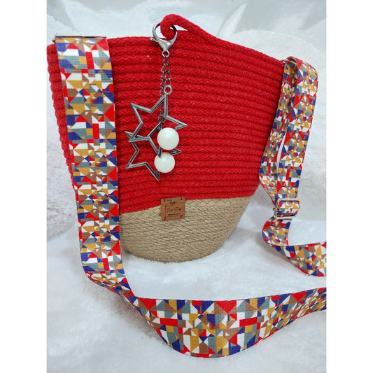 Red Cotton Bag,Vintage,Hand Women Bag,Handmade